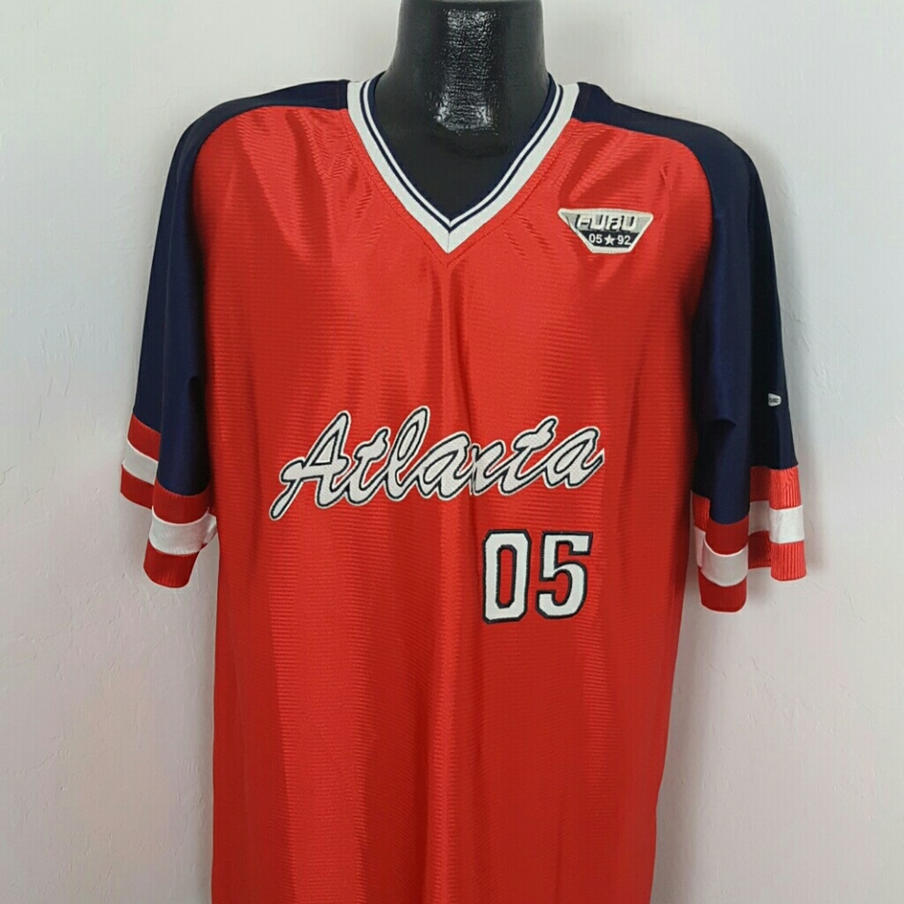 Vintage FUBU collection 1992 Atlanta 05 Jersey Red Short Sleeve Men Size XL
